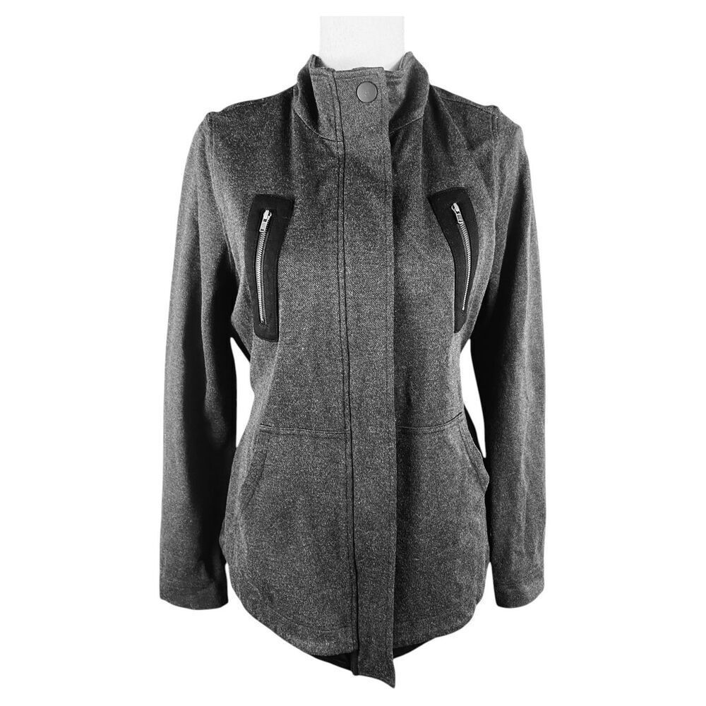 Cabi Womens Gray Black Love Carol Collection Modern Mesh Jacket Size Medium
